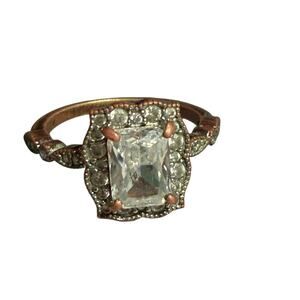 Vintage - 2.10Ct  Emerald cut - Moissanite - Engagement Ring - Rose Gold Plated